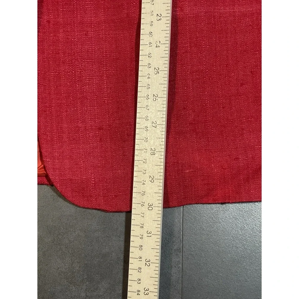 Vtg Lord & Taylor Size 12Red 100% Silk‎ Blazer E0130